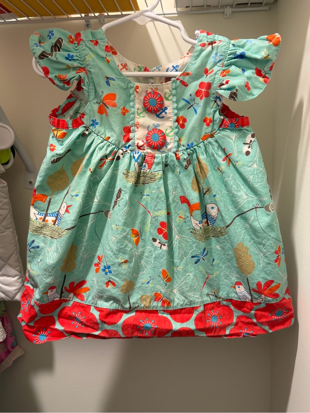 Jelly The Pug Mint Green Dress with Red and Blue Anchor Print